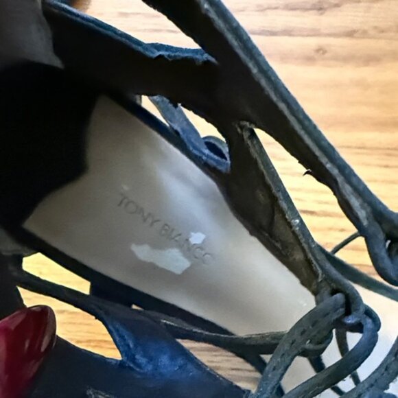 Tony Bianco Black Strappy Lace Up Leather Heels - Picture 4 of 6